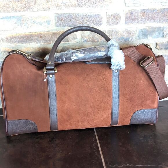 Marlboro Guts- Grit Gear RARE Leather Brown Suede Large Duffel/Travel Bag - Picture 3 of 16